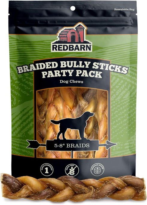 Redbarn Pet Products All Natural 5"-8" Braided Bully Sticks for Small &