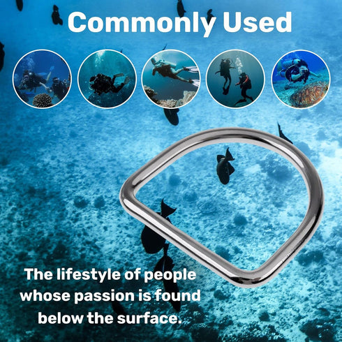 Straight D Ring, Stainless Steel for Scuba Gear, Metal Weight Belt Holder