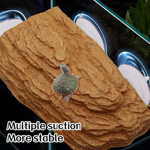 Turtle Basking Platform - Fish Tank Aquarium Tortoise Climbing Platform with 3 Suction Cups, Floating Resting Terrace
