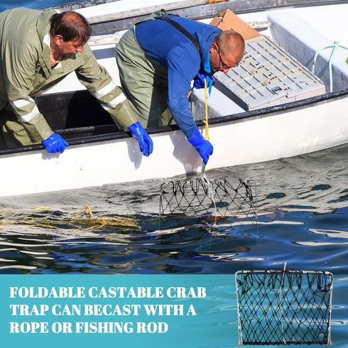3 Set Arrowbash Castable Crab Trap with Red Gauge and Bait Clip Foldable Crab Trap Snare Crabbing Net Equipment
