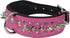 Dogs My Love Spiked Studded Genuine Leather Dog Collar, 1.75" Wide, 12-14.5" Neck, Pink/Black