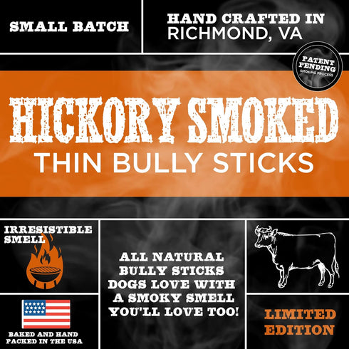 Best Bully Sticks Premium 6 Inch Thin Bully Sticks for Dogs - 100% Natural Hickory Smoked, Odor Free, 24 Pack