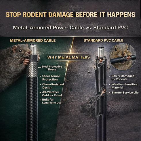 KSK 98-Inch Chew-Resistant Power Cord for Trail Cameras with Alligator Clips
