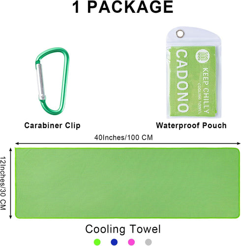 CADONO 4 Pack (40"x12"), Cooling Towel Soft Breathable Chilly Towel, Ice Towel, Microfiber Towel for Yoga, Sport