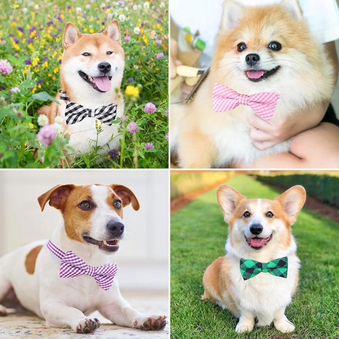 Segarty 30 PCS Dog Bowties with Adjustable Collar, Bulk Puppy Bow Ties for Small Medium Pets, Christmas Valentine