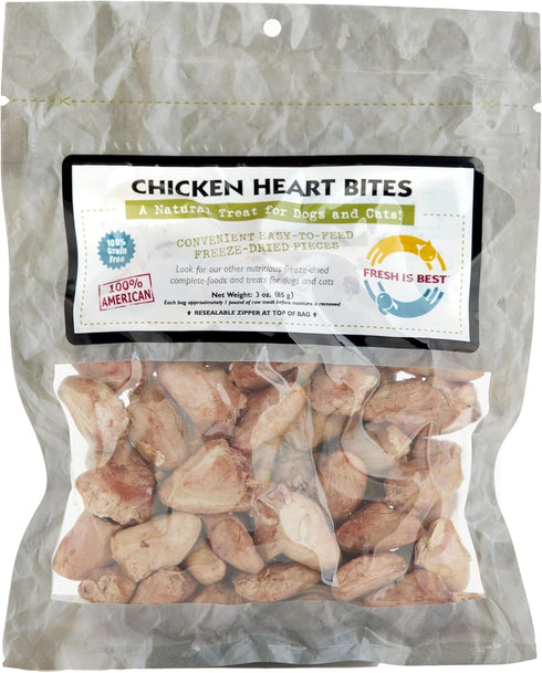 Fresh Is Best Freeze Dried Raw Meat Treats for Dogs & Cats - Chicken Hearts