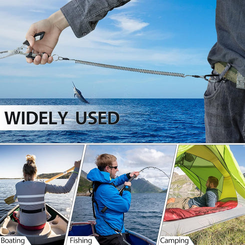 Heavy Duty Fishing Lanyard, Retractable Coiled Tether with Carabiner for Pliers, Boating, Tools