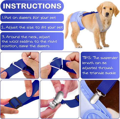 2 Saintrygo Pcs Dog Suspenders for Diapers Female Male Belly Bands Canine Harness Keep Diaper on Your Pet for Small