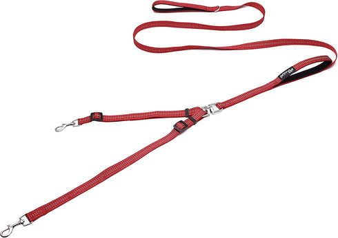 Prima Pet Premium Reflective Double Dog Leash, Adjustable Coupler, 2 Padded Handles, Tangle Free, Medium