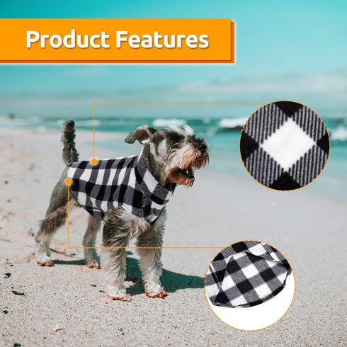 ASENKU Plaid Dog Sweater, Soft Comfortable Fleece Vest for Small & Medium Breeds, Warm Winter Dog Shirt (M, Black)