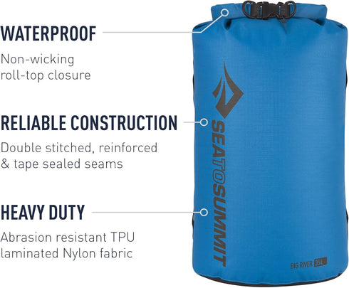 Sea to Summit Big River Dry Bag, Ultra-Durable Roll-Top Storage for Outdoor Activities