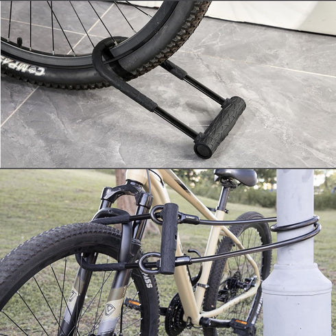 Heavy Duty Bike U Lock, 12 Ton Shear, 20mm Anti-Theft Silicone Covered Lock with 4ft Steel Cable