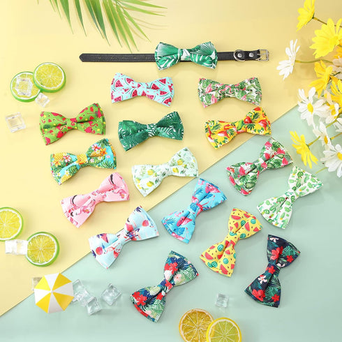 16 Pcs Dog Bow Ties Collar Attachment Slides, Cute Detachable Bowties for Dogs and Cats with Elastic Bands