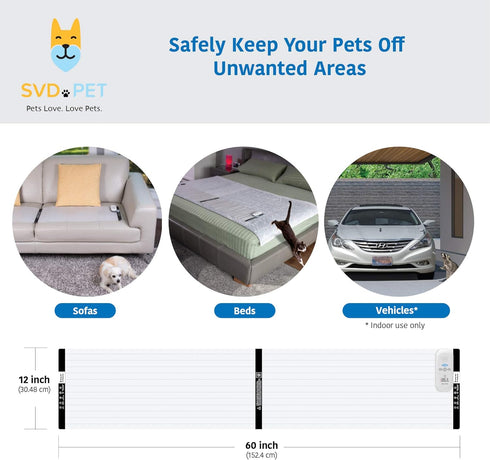 SVD.PET Pet Training Mat with Tester, 60" X 12", Electronic Repellent Mat for Dogs & Cats, 3 Training Modes