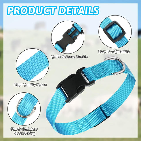 12 Sets Goat Collars with Bells, Adjustable Nylon Dog Bell Collar with Quick Release Buckle for Small Farm Animals,