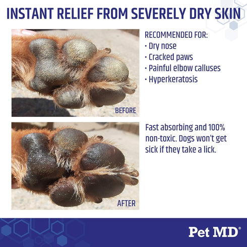 Pet MD Dog Paw Balm, 3-in-1 Moisturizer for Paw, Nose/Snout & Elbow, 2 oz Paw Wax with Shea Butter
