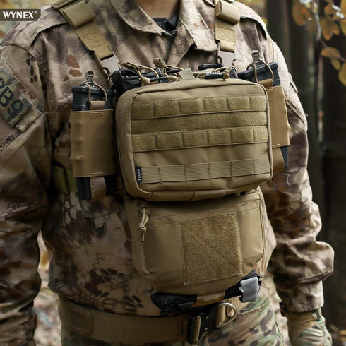 WYNEX Tactical Mag Admin Pouch, Molle Utility Tool Pouch with Triple Stacker Magazine Holder for M4 M16, Medical EMT