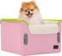 PETSFIT Small Dog Car Seat, Portable Booster Seat with Clip-On Leash, Adjustable Straps for Pets Up to 25lbs (Pink)