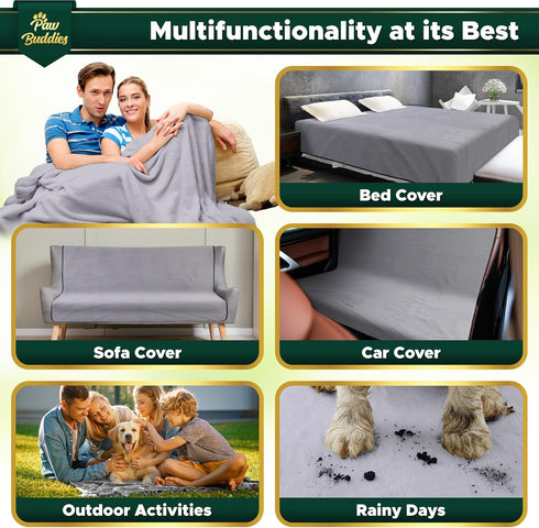 Paw Buddies Waterproof Blanket, Queen Size Intimacy Blanket for Adults, Ultra-Soft Noiseless Mattress Protector
