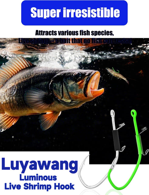 10/40 Packs Luminous Shrimp Hooks Saltwater Fishing Hooks - Premium Carbon Steel Barbed Corrosion Resistant for Big