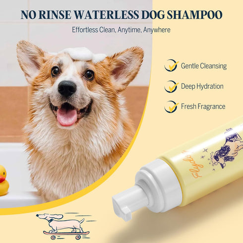 6.75 oz Clean and Floofy Waterless Dry Dog Shampoo No Rinse Spray Foam, Anti-Itch, Odor Control, Moisturizing