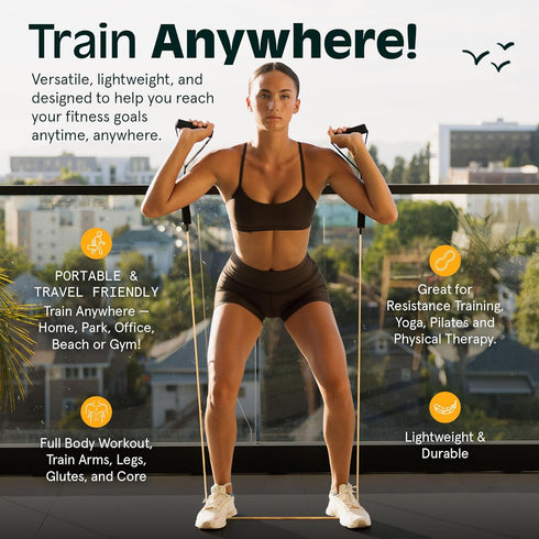 Set 5 Retrospec Train Resistance Bands for Working Out - Stackable Bands, Handles & Door Anchor - Portable Fitness