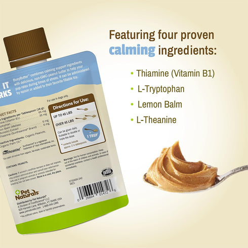 6 Pet Naturals BusyButter Easy Squeeze Calming Peanut Butter for Dogs, Pouches - Great for Treats, Lick Mats, Training