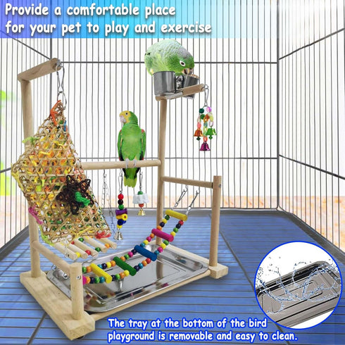 kathson Bird Playground,Parakeet Play Stand,Parrots Play Gym with Food Bowls,Cockatiel Playstand with Chewing&Exercise
