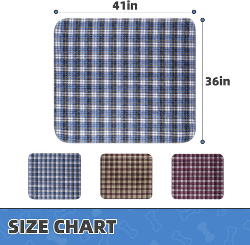KOOLTAIL Washable Pee Pads for Dogs - Waterproof & Non-Slip Plaid Puppy Potty Training Pads, Reusable Whelping Pads