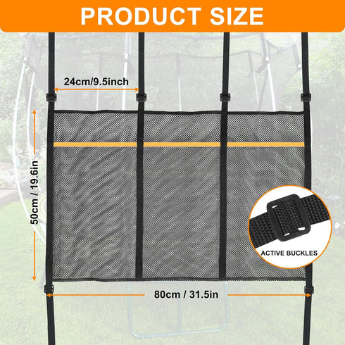 Trampoline Shoes Bag, 3 Pouch Storage Mesh Bag Trampoline Shoe Holder,Indoor Household Item Fitness Shoes Organizer, Trampoline Item Storage Accessories Equipment Bag by Mordx