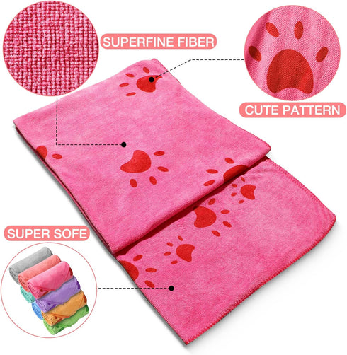 Chumia 8 Pcs Dog Towels, 55 x 28 Inches Absorbent Microfiber Soft Beach Towels for Pet Bathing