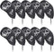 mytag Golf Skull Skeleton Head Cover - Black Leather Headcovers Set for Driver, Fairway Wood, Hybrid, Putter