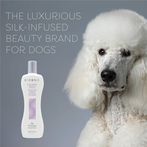 BioSilk Silk Therapy Whitening Dog Shampoo, 12 Fl Oz - Pet Safe Grooming for a Bright White Coat