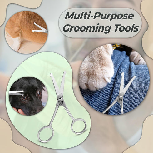 ARSUK Dog Scissors for Grooming Face and Paws, Blunt Rounded Tip, 4.5-Inch Stainless Steel for Cats and Dogs
