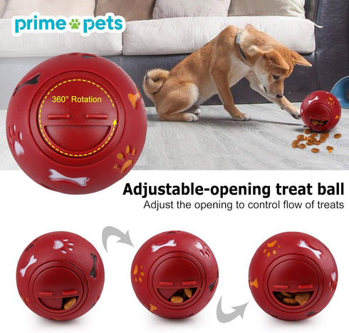 PrimePets Dog Treat Ball, 4 Pack Interactive Food Dispensing Puzzle Toy, Non-Toxic Rubber for Chewing