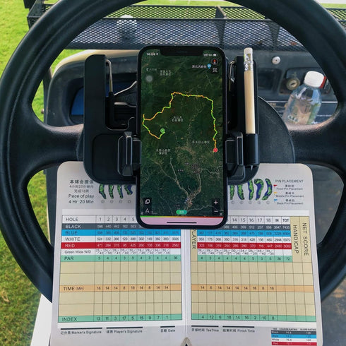 Golf Cart Phone Holder, Steering Wheel Cell Phone Mount, Flip Up Club Car Golf Cart Accessories EZGO Yamaha