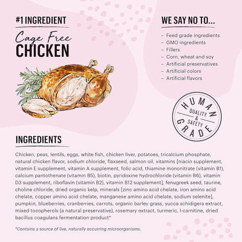 The Honest Kitchen Whole Food Clusters Grain Free Chicken & Fish Dry Cat Food, 1 lb Trial Pouch