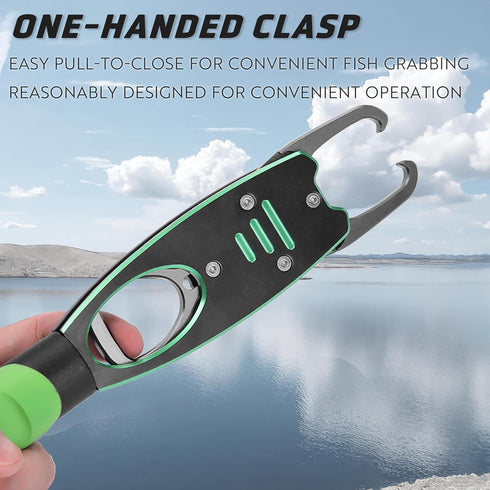Fish Lip Gripper with Scale, 40LB/18KG Capacity Aluminum Alloy Fish Scale Grabber Fishing Gear and Accessories
