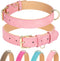 Soft Padded Leather Dog Collar for Small Medium Large Dogs, Durable & Comfortable with Heavy Duty Gold Buckle, Pink, S