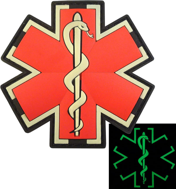 Medical Cross Patch PVC EMS Compatible with Velcro (Red White Glow Dark)
