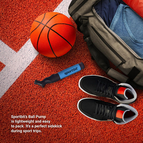 SPORTBIT Ball Pump with 5 Needles, Push & Pull Inflating System for All Exercise Balls, Volleyball, Basketball, Football