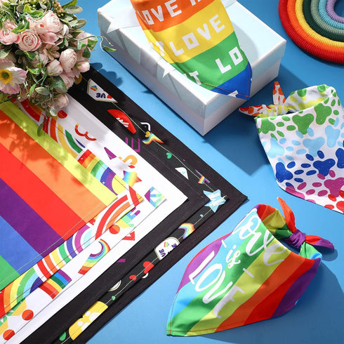 60 10 Pcs Rainbow Dog Bandana, Dog Bandanas Gay Pride Rainbow Scarves Bibs LGBT Dog Handkerchief for Dog Puppy Cat Pet