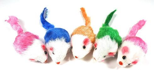 Play Fur Mice Cat Toys, Mixed Bag of 10 Rattling Catnip Toy Mice in 4 Color Variety Pack