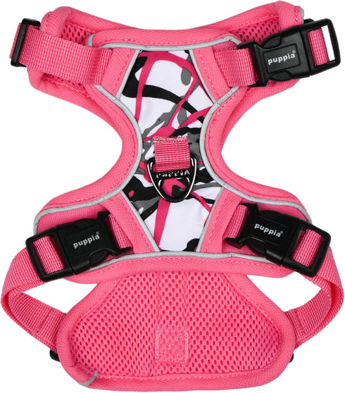 Puppia Abstract Dog Harness H, Adjustable Neck and Chest, Reflective Paint Pattern, Front and Back D-Ring for Small and