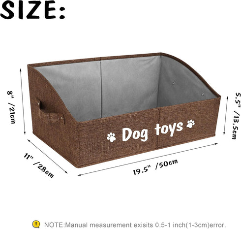 PET ARTIST Sturdy Collapsible Dog Toy Storage Basket with Handles - Large Dog Toy Box Bin for Chew Toys, Clothes, Brown