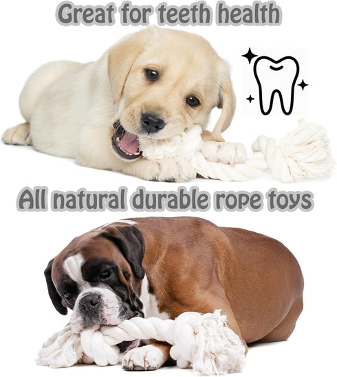 Pet Supplies 100% Natural Cotton Rope Dog Toys, Premium White Chew Toys for Small Medium Dogs, Tough Rope Toys