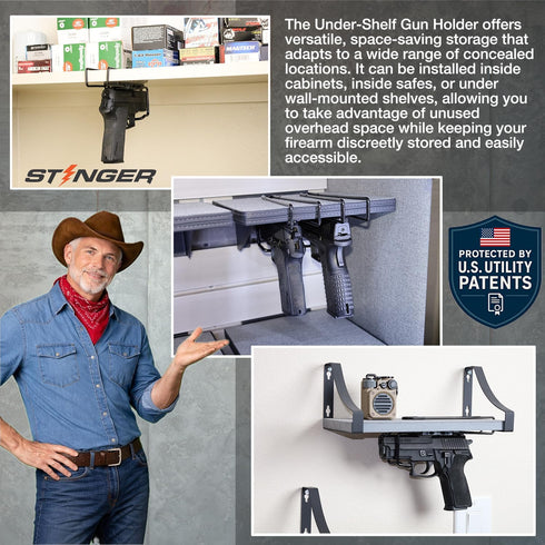 U2 Stinger Gun Magnet Mount, Magnetic Gun Mount Holster with Inner Barrel Support, Gun Magnets for Car, Truck, Safe