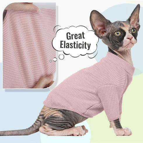 DENTRUN Sphynx Hairless Cats Shirt Pullover, Breathable Cat Wear Turtleneck Sweater for Adorable Cat's Clothes