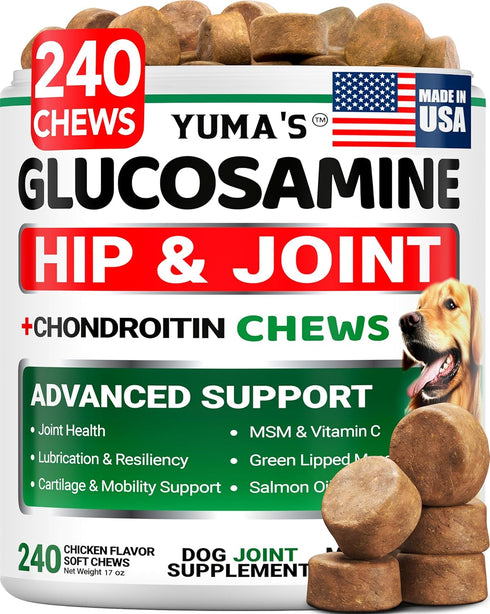 Glucosamine for Dogs - 240 Chews - Hip and Joint Supplement for