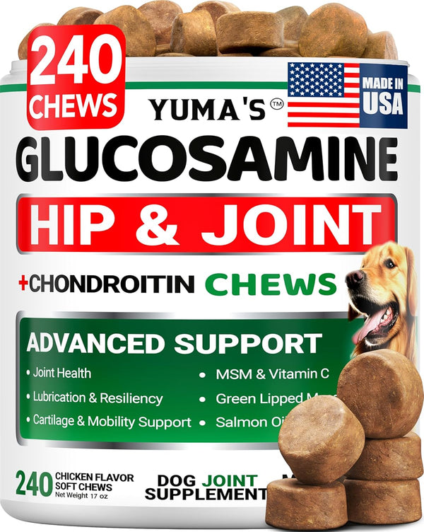 Glucosamine for Dogs - 240 Chews - Hip and Joint Supplement for